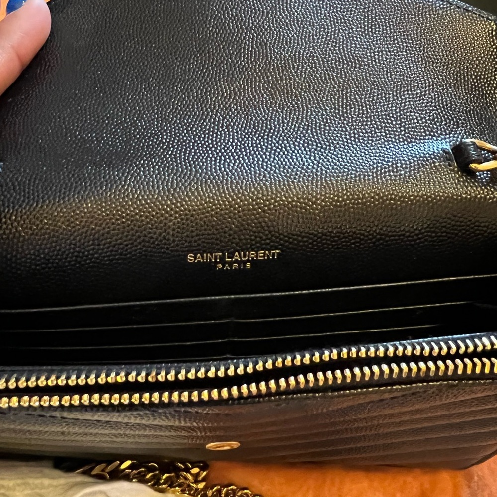 Small monogram matelasse leather wallet on chain black 7/8 inc - Picture 7 of 7